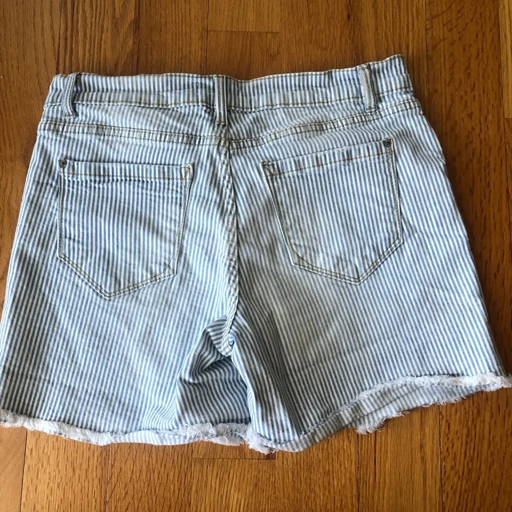 Kensie Blue and White Striped Denim Shorts